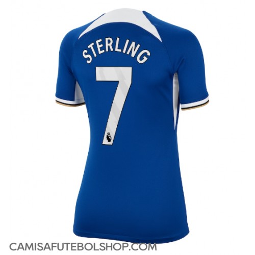 Camisa de time de futebol Chelsea Raheem Sterling #7 Replicas 1º Equipamento Feminina 2023-24 Manga Curta